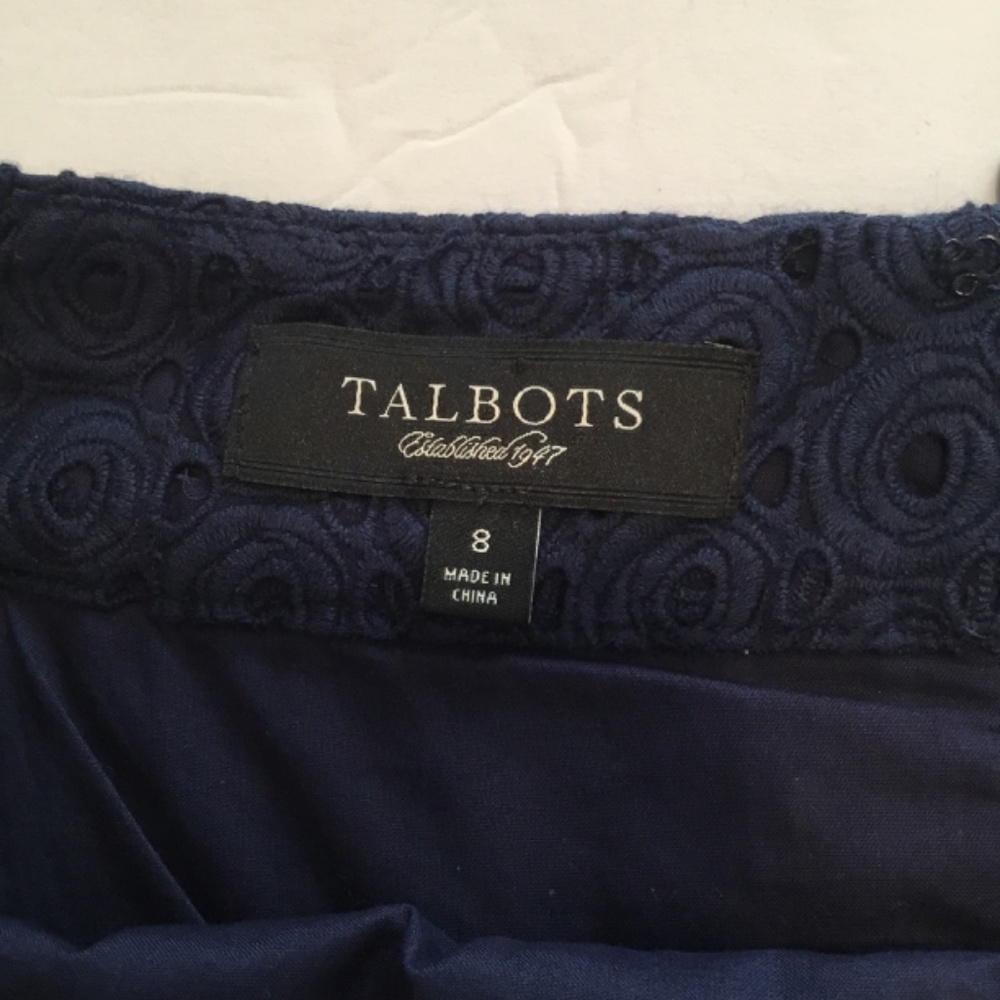 Talbots Ladies Eyelid Lined Skirt Navy Blue Size 8 - Picture 3 of 4